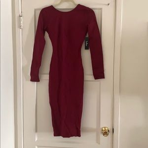 Lulus maroon long sleeve low back dress